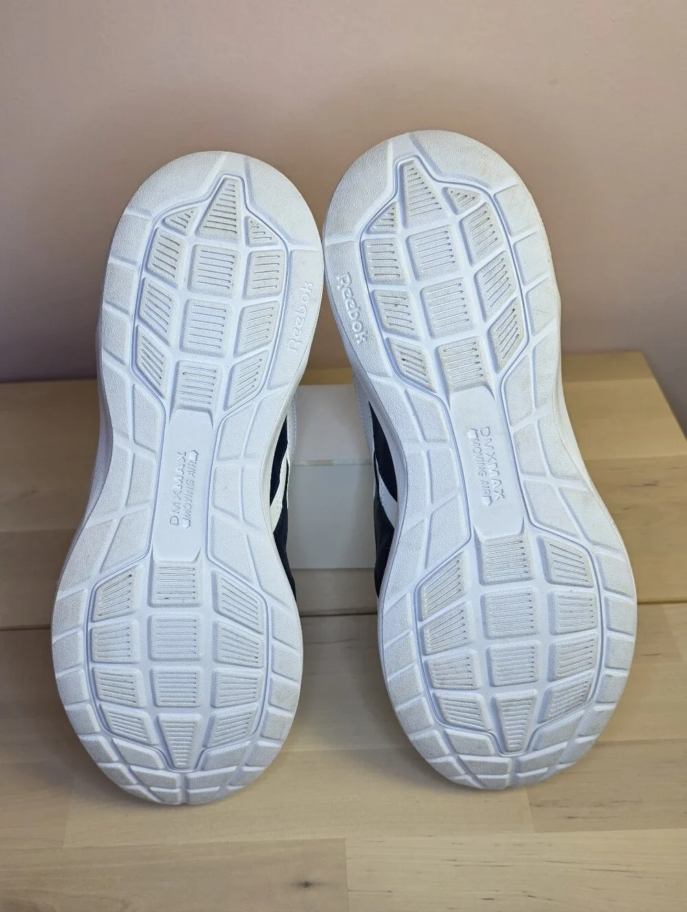 Reebok White and Navy Men's Lace-Up Sneakers